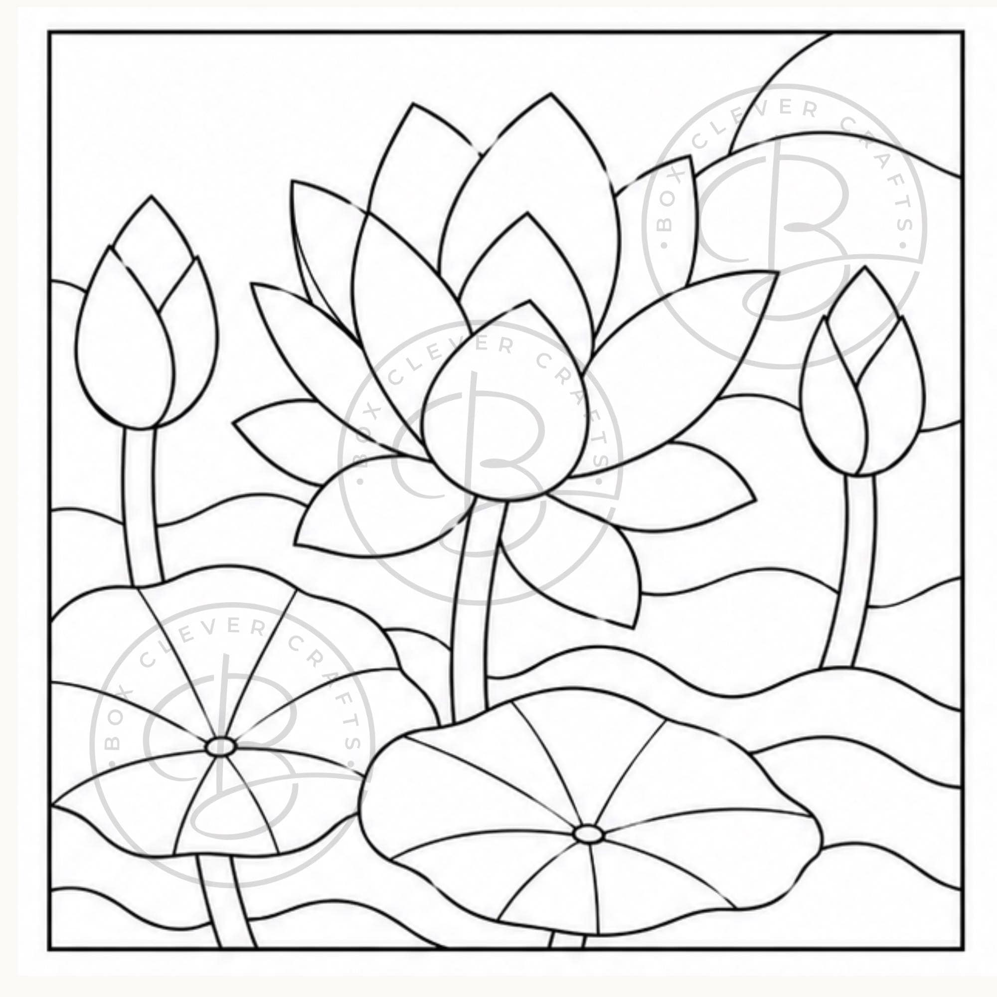 4 Lotus Kinusaiga Patterns | Fabric Mosaic Templates (PDF Download)