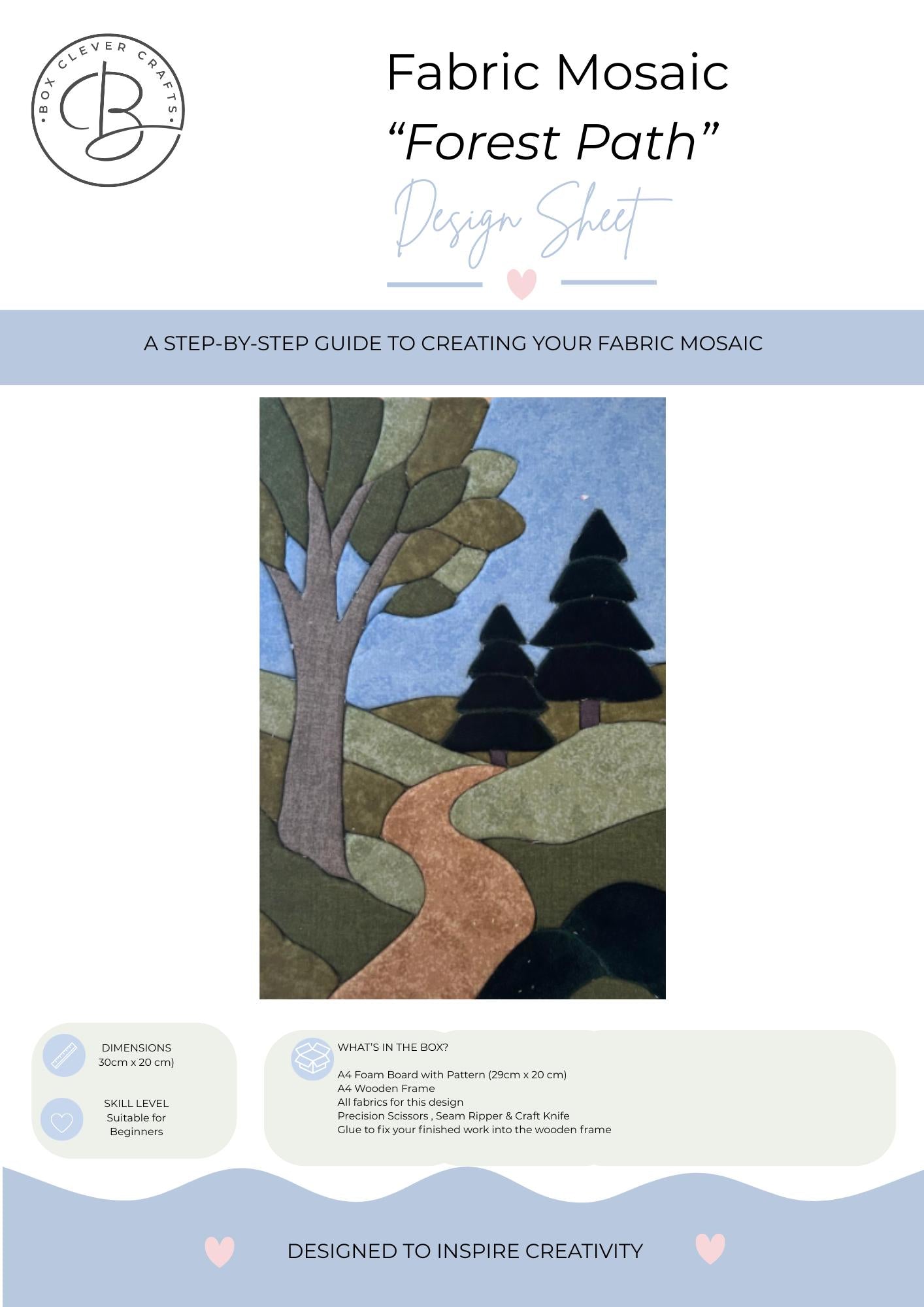 Fabric Mosaic Kit | Forest Path Kinusaiga Craft | No Sew Art (Beginner Friendly)