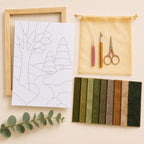 Fabric Mosaic Kit | Forest Path Kinusaiga Craft | No Sew Art (Beginner Friendly)