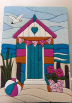Fabric Mosaic Kit - Kinusaiga Inspired Beach Hut Retreat  Beginner Friendly | Includes Fabrics and Frame