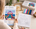 Fabric Mosaic Kit - Kinusaiga Inspired Beach Hut Retreat  Beginner Friendly | Includes Fabrics and Frame