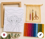 Highland Cow Fabric Mosaic Kit | Beginner Kinusaiga Craft | No Sew Textile Art