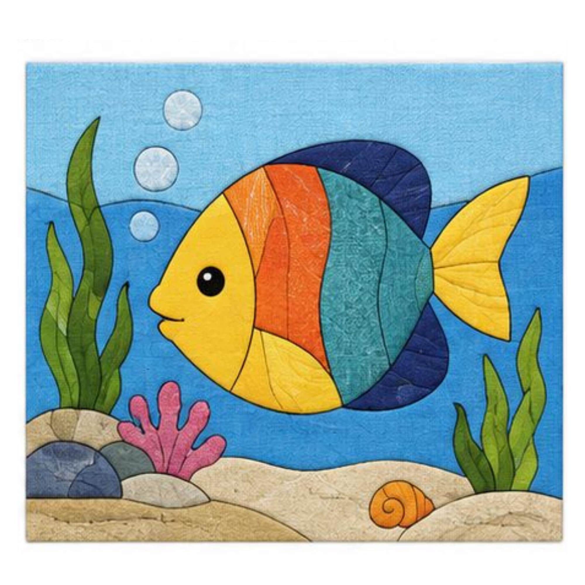 Children’s Fun Fabric Mosaic Patterns | Kinusaiga Craft Board | Nursery Wall Art | 20cm Square | Beginner Fabric Craft
