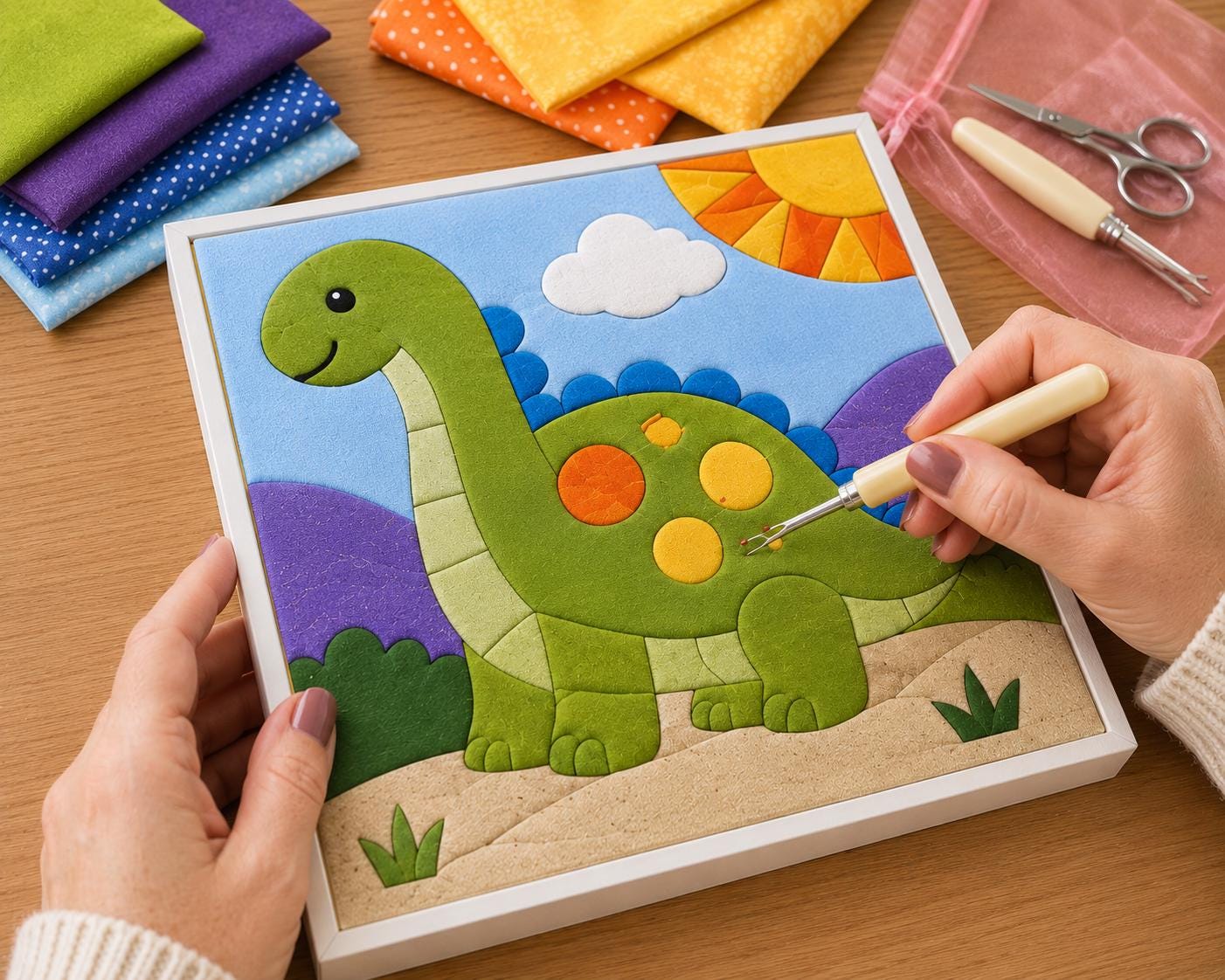 Children’s Fun Fabric Mosaic Patterns | Kinusaiga Craft Board | Nursery Wall Art | 20cm Square | Beginner Fabric Craft