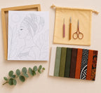 Fabric Mosaic Kit | Intermediate Level Kinusaiga Craft Kit | African Inspired Textile Art  - Zuri from our Heritage Range | A4 Framed