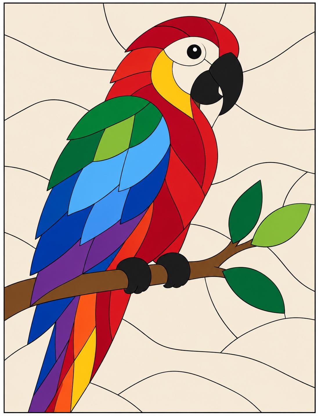 Fabric Mosaic Kit | Kinusaiga Inspired Rio the Parrot, Beginner Friendly | Includes Fabrics and Frame