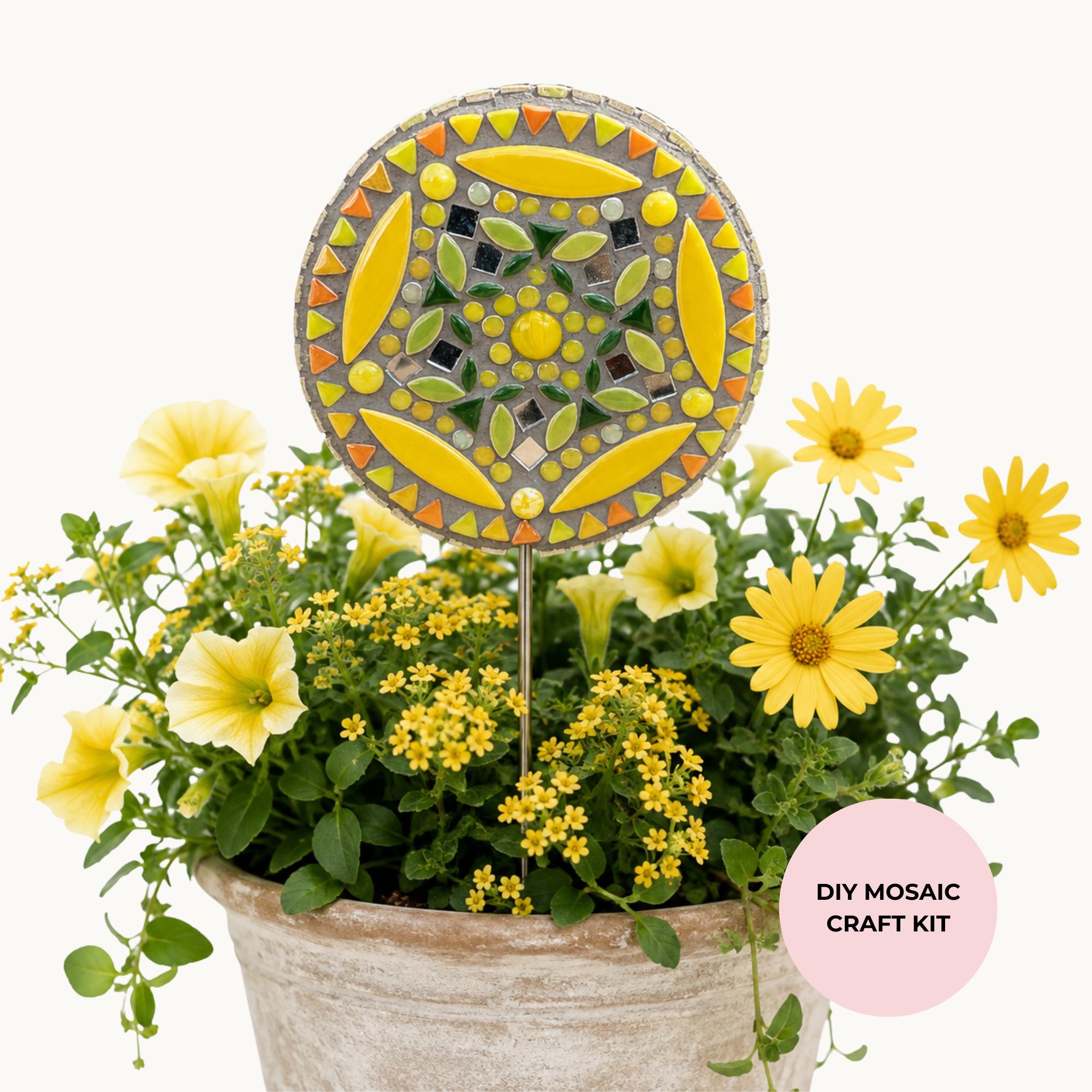Golden Sunshine Flower Pop Garden Flower Mosaics - DIY Mosaic Craft Kit - Perfect Gift Idea