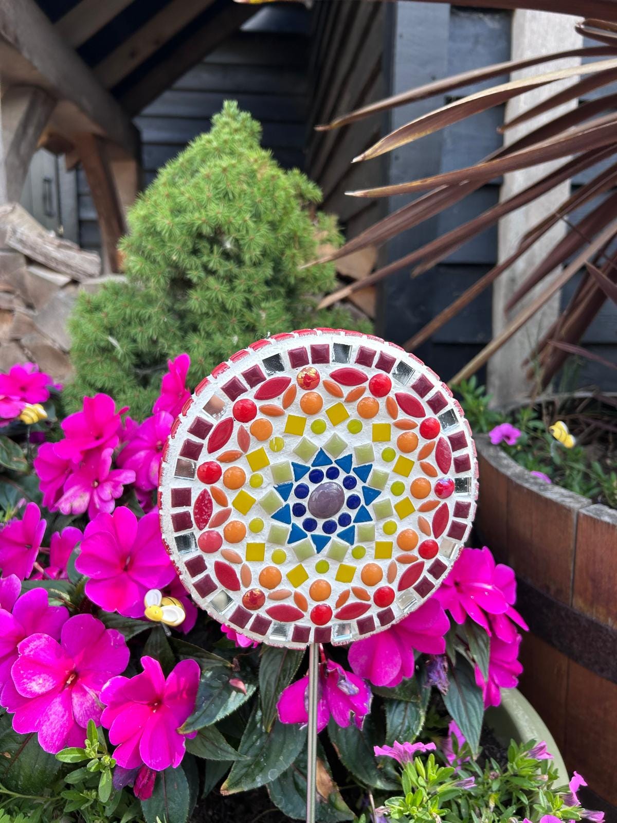 Rainbow Bloom Flower Pop Mosaic Kit – DIY Garden Mosaic Craft Kit for Beginners