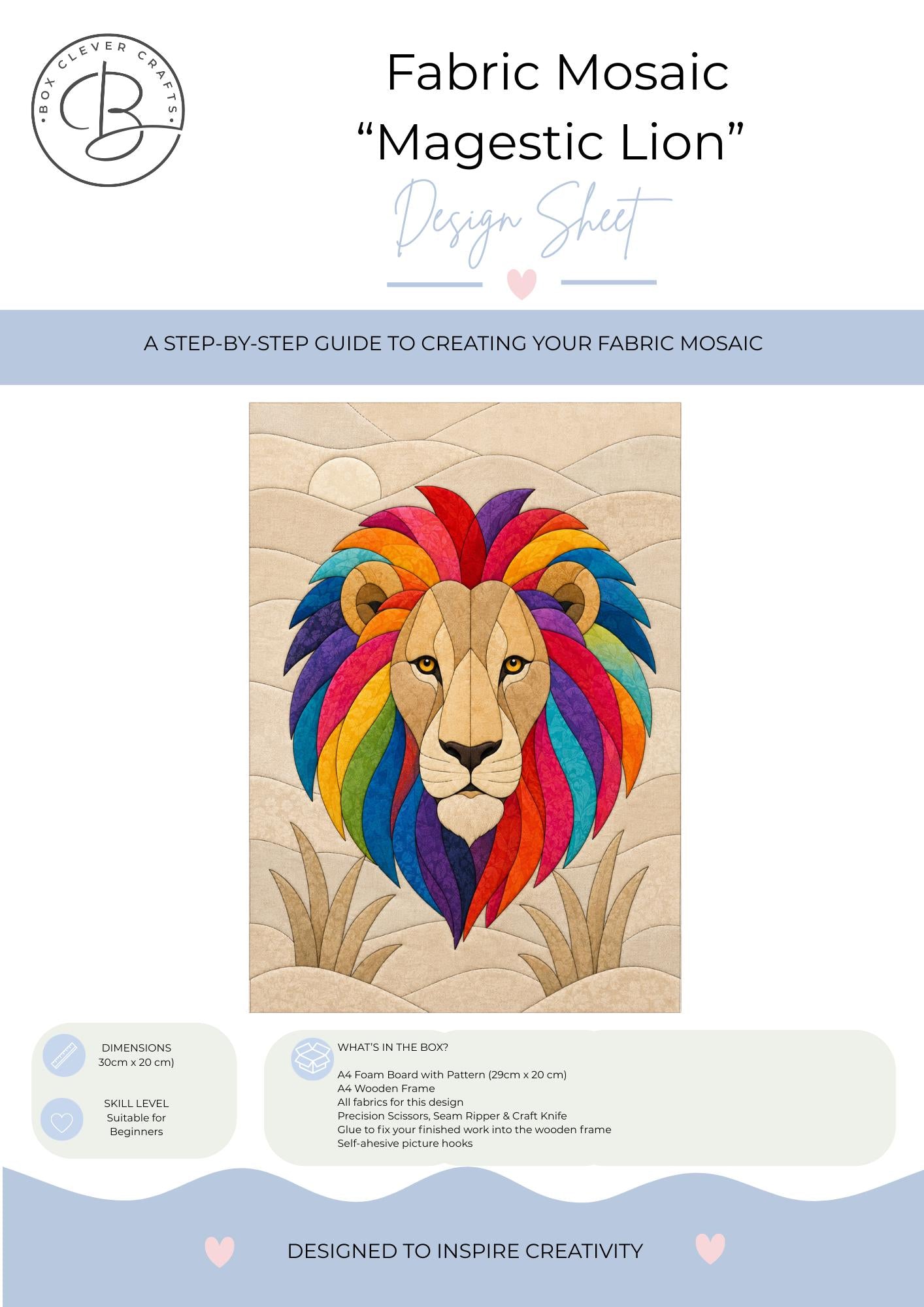Fabric Mosaic Kit | Kinusaiga Inspired Magestic, Beginner Friendly | Includes Fabrics and Frame
