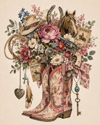 Collage Art Kit | Create Your Own Poster | Wild at Heart Cowgirl Floral | Perfect Gift Idea