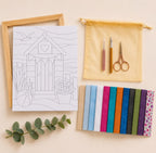 Fabric Mosaic Kit - Kinusaiga Inspired Beach Hut Retreat  Beginner Friendly | Includes Fabrics and Frame