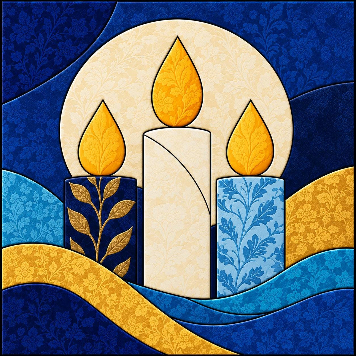 Hanukkah Kinusaiga Patterns | Festival of Lights Craft Kit | Star of David, Menorah & Driedel | Beginner Fabric Art | PDF or Foam Board