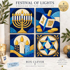 Hanukkah Kinusaiga Patterns | Festival of Lights Craft Kit | Star of David, Menorah & Driedel | Beginner Fabric Art | PDF or Foam Board