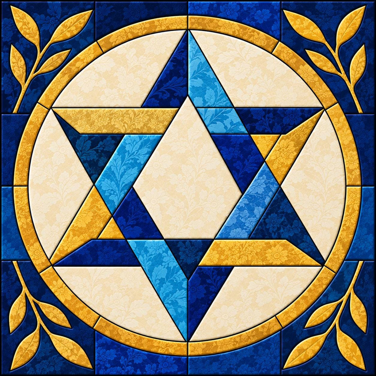 Hanukkah Kinusaiga Patterns | Festival of Lights Craft Kit | Star of David, Menorah & Driedel | Beginner Fabric Art | PDF or Foam Board