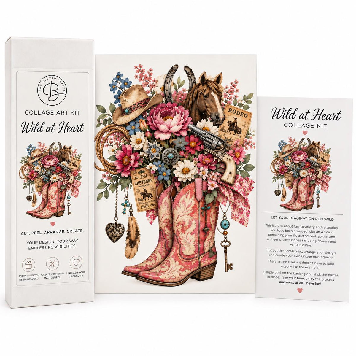 Collage Art Kit | Create Your Own Poster | Wild At Heart Cowboy Boots | Perfect Gift Idea