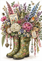 Collage Art Kit | Create Your Own Poster | Blooming Marvellous Wellington Boots | Perfect Gift Idea