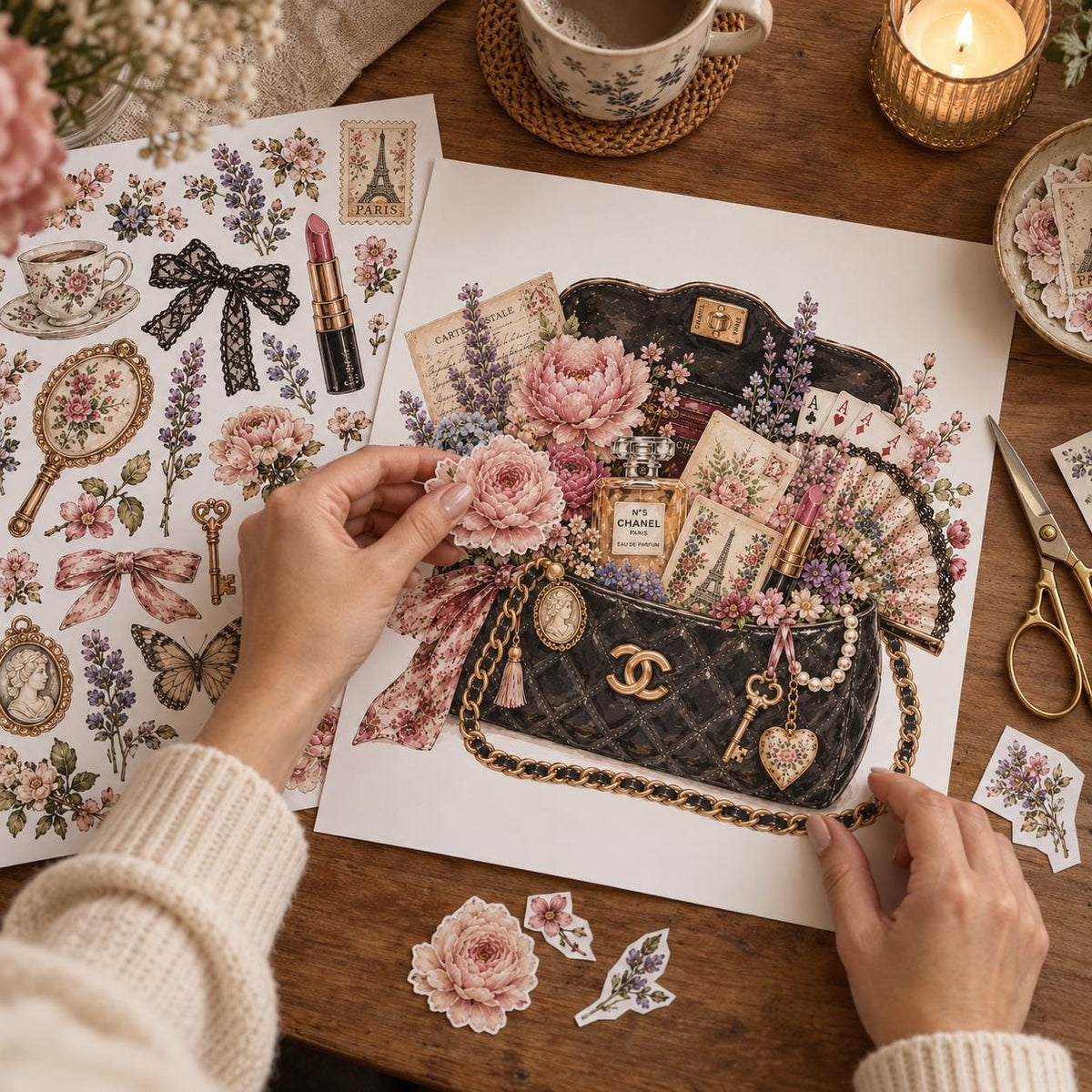 Collage Art Kit | Create Your Own Poster | Ooh La La French Handbag | Perfect Gift Idea