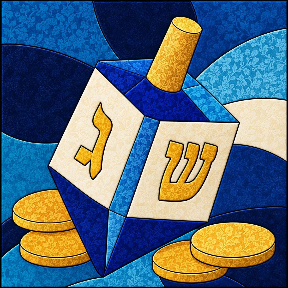 Hanukkah Kinusaiga Patterns | Festival of Lights Craft Kit | Star of David, Menorah & Driedel | Beginner Fabric Art | PDF or Foam Board