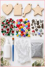 Mini Mosaic Craft Kit – 4 Mosaic Hanging Decorations – Heart, House, Bird & Star