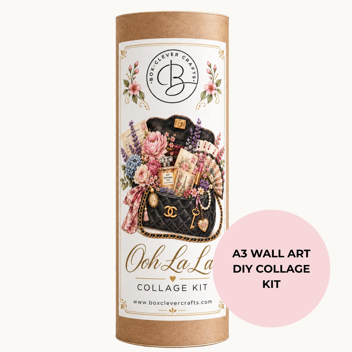 Collage Art Kit | Create Your Own Poster | Ooh La La French Handbag | Perfect Gift Idea