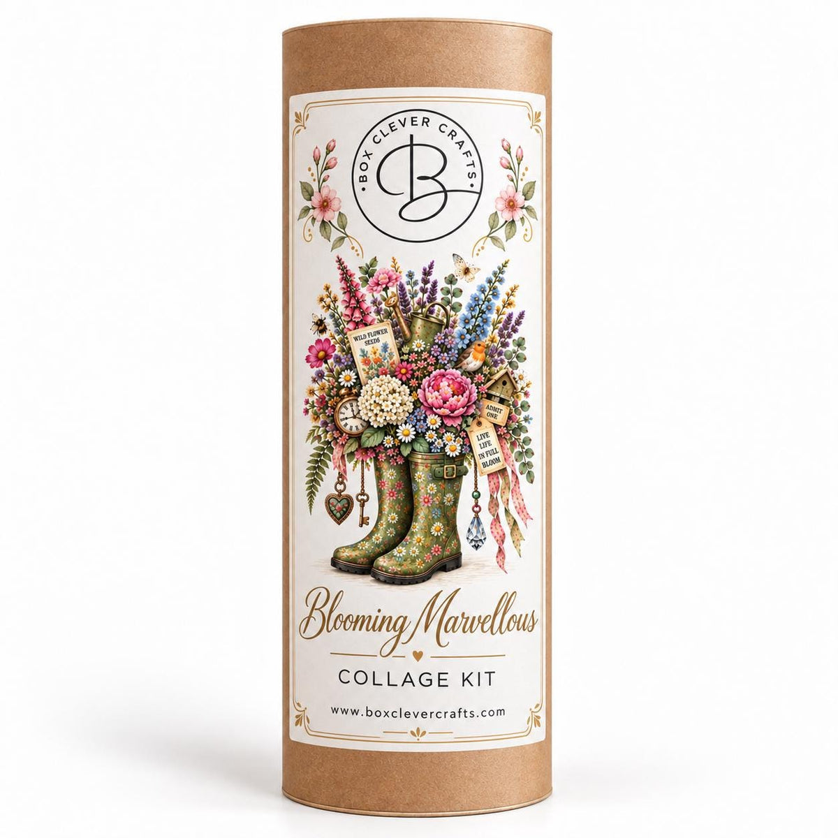 Collage Art Kit | Create Your Own Poster | Blooming Marvellous Wellington Boots | Perfect Gift Idea