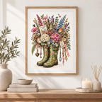 Collage Art Kit | Create Your Own Poster | Blooming Marvellous Wellington Boots | Perfect Gift Idea