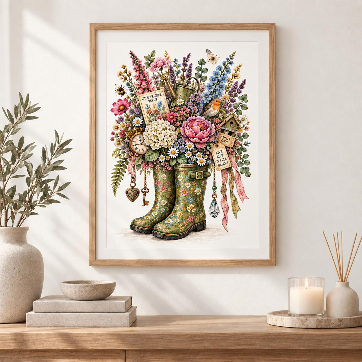 Collage Art Kit | Create Your Own Poster | Blooming Marvellous Wellington Boots | Perfect Gift Idea