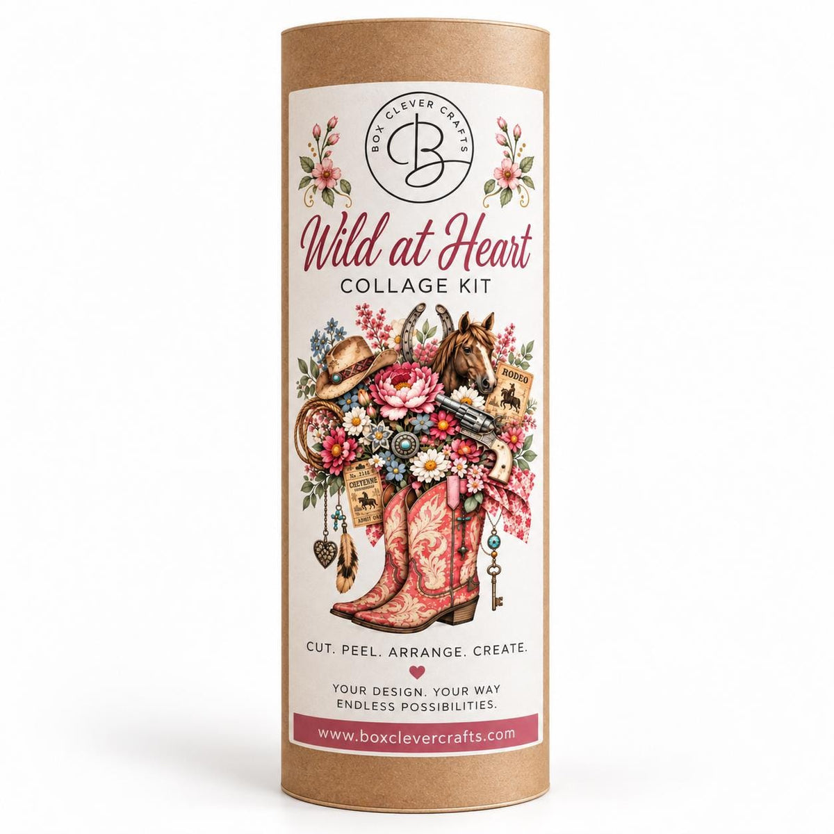 Collage Art Kit | Create Your Own Poster | Wild at Heart Cowgirl Floral | Perfect Gift Idea