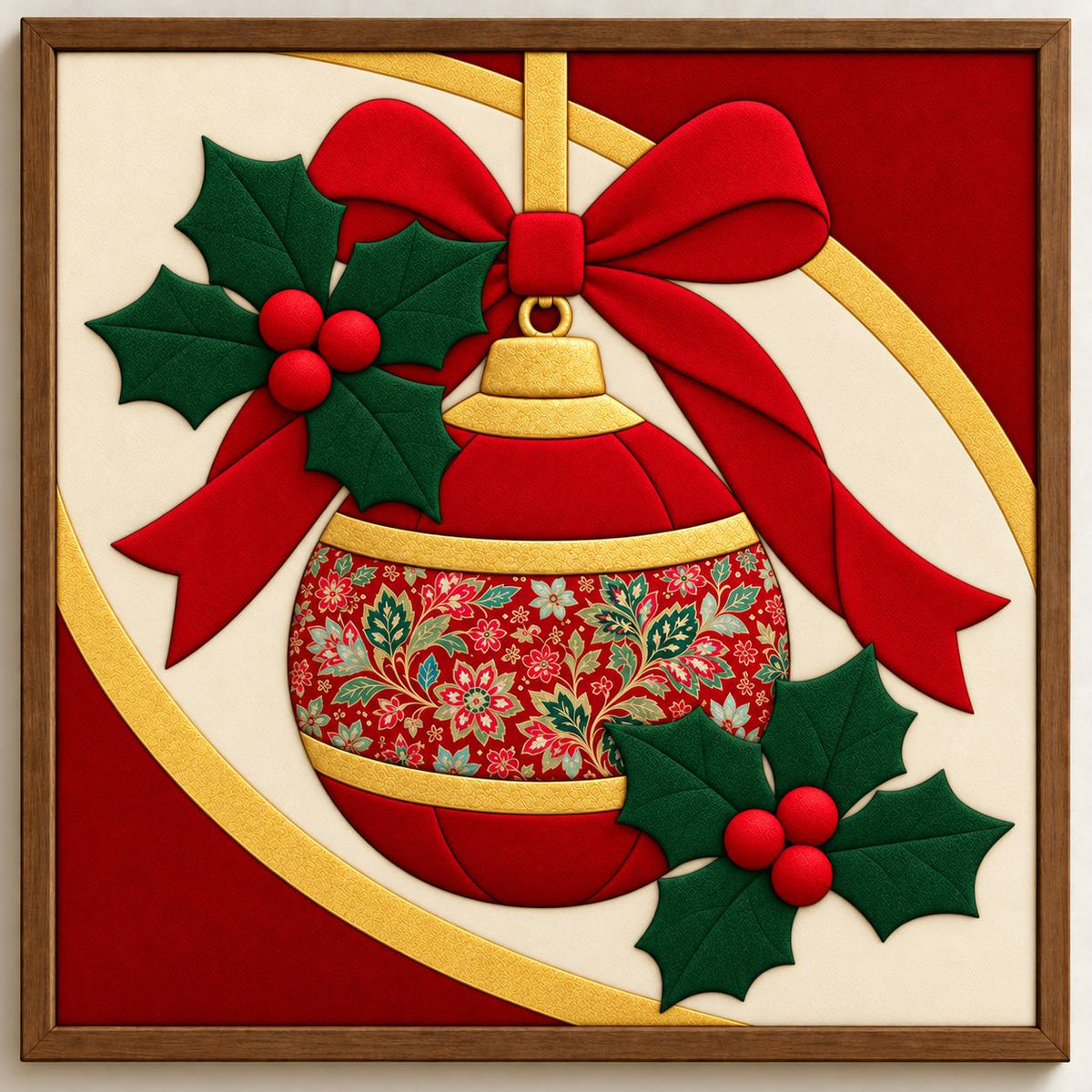 Kinusaiga Fabric Mosaic Christmas Bauble Kit | Christmas Craft Kit for Adults | Festive Wall Art | Beginners No Sew Craft Gift