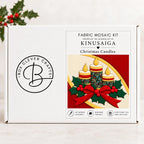 Kinusaiga Fabric Mosaic Christmas Candle Kit | Christmas Craft Kit for Adults | Festive Wall Art | Beginners No Sew Craft Gift