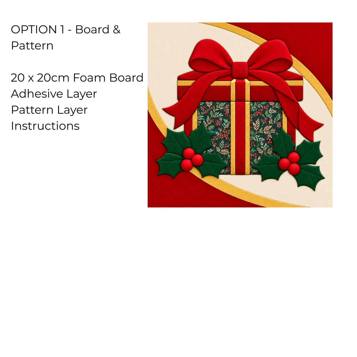 Kinusaiga Fabric Mosaic Christmas Gift Kit | Christmas Craft Kit for Adults | Festive Wall Art | Beginners No Sew Craft Gift