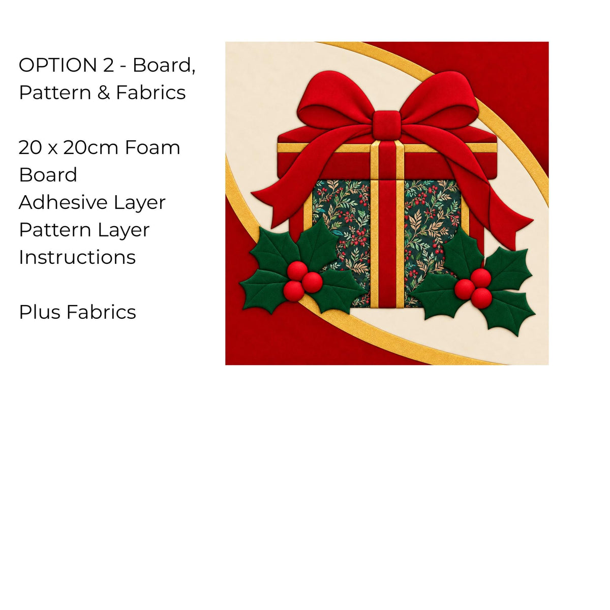 Kinusaiga Fabric Mosaic Christmas Gift Kit | Christmas Craft Kit for Adults | Festive Wall Art | Beginners No Sew Craft Gift