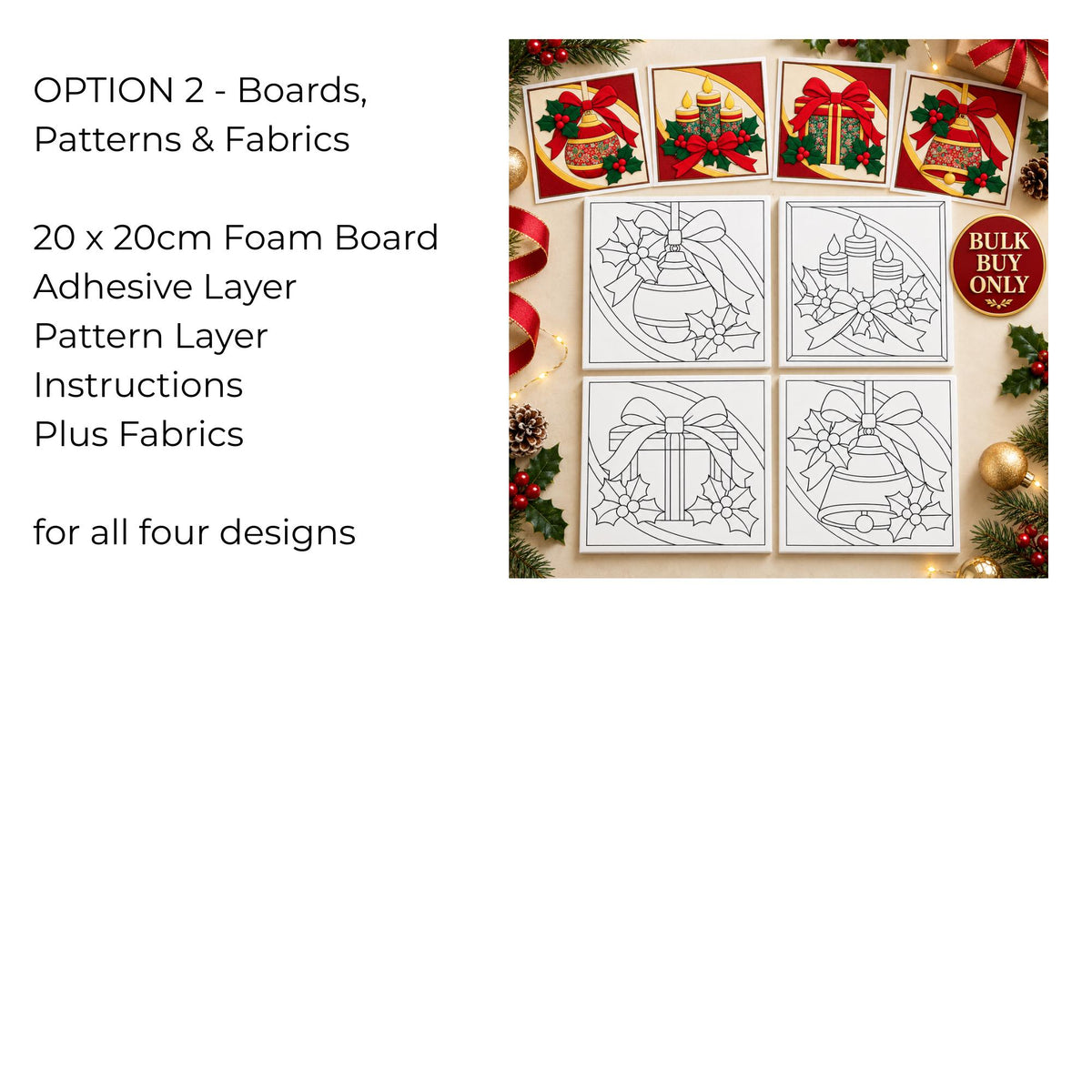 Kinusaiga Fabric Mosaic Christmas Kits Bulk Buy | Christmas Craft Kit for Adults | Festive Wall Art | Beginners No Sew Craft Gift