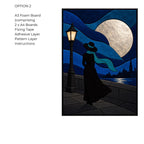 Kinusaiga Fabric Mosaic Moonlight Stroll Kit | Moonlit Lady Wall Art | No Sew Craft Kit for Adults | A4 or A3 Japanese Fabric Art
