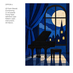 Kinusaiga Fabric Midnight Piano Dance |  Moonlit Grand Piano in Moonlight Wall Art | No Sew Craft Kit for Adults | A4 A3 Japanese Fabric Art