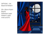 Kinusaiga Fabric Midnight Serenade |  Moonlit Jazz Singer Wall Art | No Sew Craft Kit for Adults | A4 or A3 Japanese Fabric Art