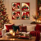 Kinusaiga Fabric Mosaic Christmas Kits Bulk Buy | Christmas Craft Kit for Adults | Festive Wall Art | Beginners No Sew Craft Gift