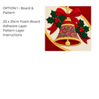 Kinusaiga Fabric Mosaic Christmas Bell Kit | Christmas Craft Kit for Adults | Festive Wall Art | Beginners No Sew Craft Gift