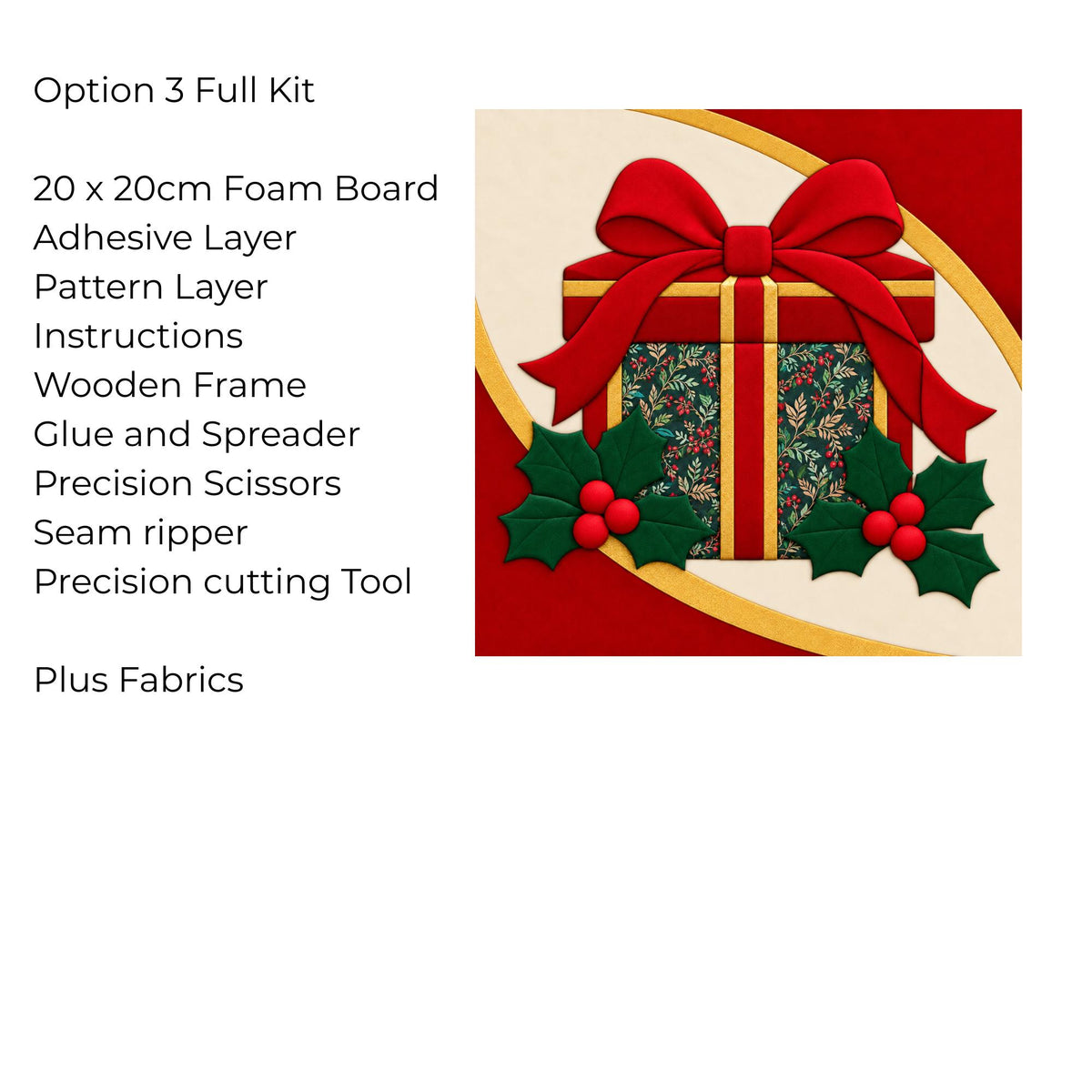 Kinusaiga Fabric Mosaic Christmas Gift Kit | Christmas Craft Kit for Adults | Festive Wall Art | Beginners No Sew Craft Gift