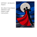 Kinusaiga Fabric Mosaic Moonlit Dance |  Moonlit Couple Dancing Wall Art | No Sew Craft Kit for Adults | A4 or A3 Japanese Fabric Art