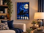 Kinusaiga Fabric Midnight Piano Dance |  Moonlit Grand Piano in Moonlight Wall Art | No Sew Craft Kit for Adults | A4 A3 Japanese Fabric Art