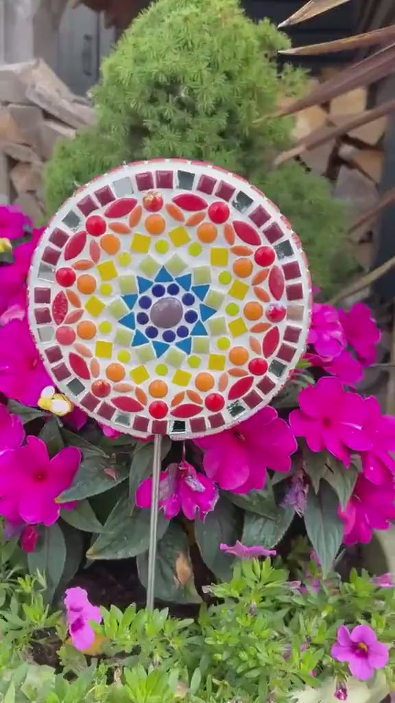 Rainbow Bloom Flower Pop Mosaic Kit – DIY Garden Mosaic Craft Kit for Beginners
