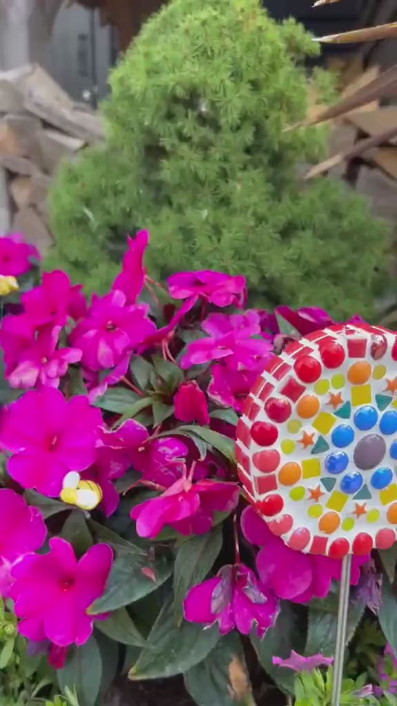 Rainbow Dot Flower Pop Mosaic Kit – DIY Garden Mosaic Craft Kit for Beginners