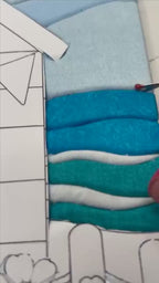 Fabric Mosaic Kit - Kinusaiga Inspired Beach Hut Retreat  Beginner Friendly | Includes Fabrics and Frame