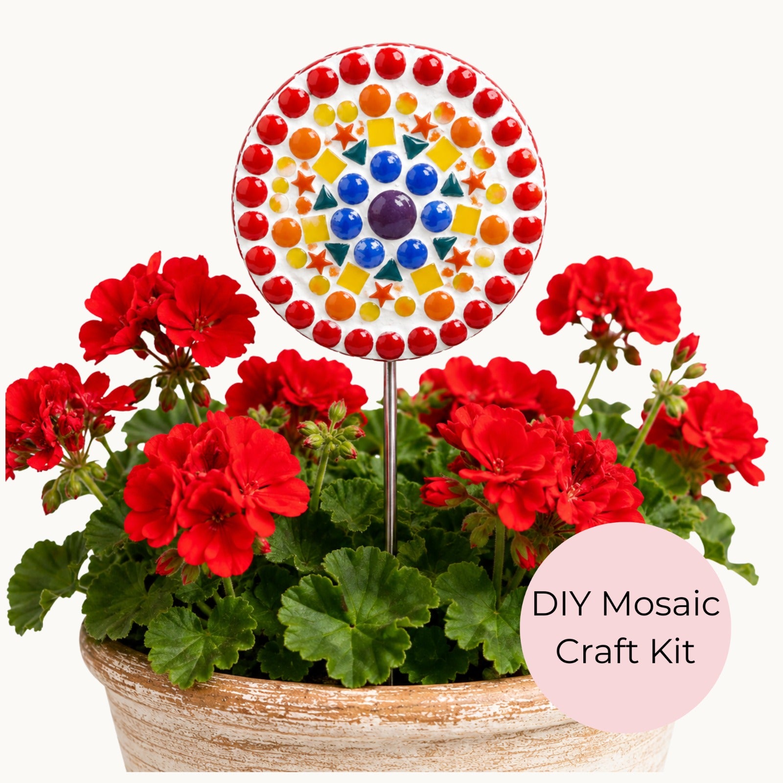Rainbow Dot Flower Pop Mosaic Kit – DIY Garden Mosaic Craft Kit for Beginners